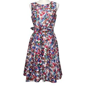 Tommy Hilfiger Multicolor Sleeveless Women’s Dress Size 6 Abstract Floral Bow